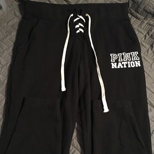VS PINK faux lace-up skinny sweats. Size M